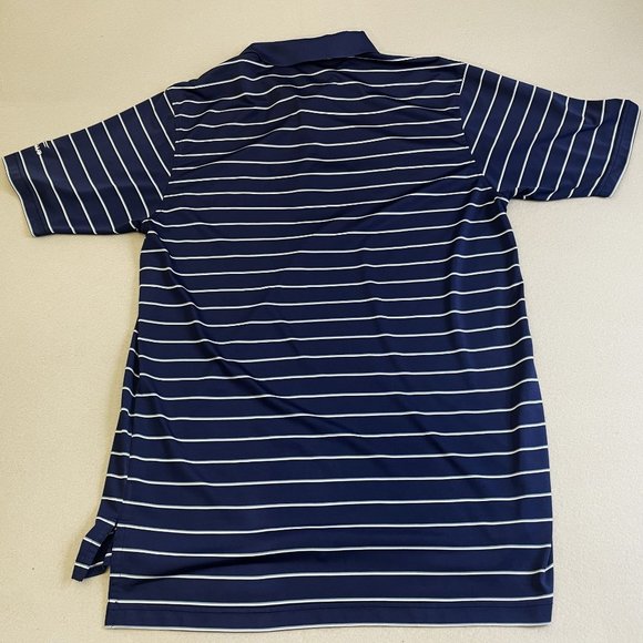 Peter Millar Polo Mens Large L Summer Comfort Blue Golf Striped Polyester Shirt - Picture 8 of 9